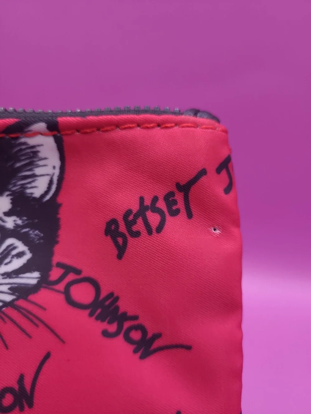 Betsey‎ Johnson Red Cat Print Wristlet with Black Strap